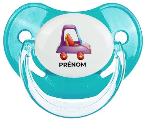 Jouet toys voiture violet design-1 avec prénom : Bleue classique Tétine embout physiologique