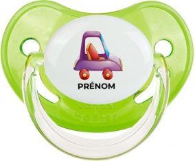 Jouet toys voiture violet design-1 avec prénom : Vert classique Tétine embout physiologique