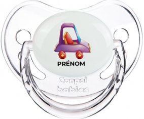 Jouet toys voiture violet design-1 avec prénom : Transparent classique Tétine embout physiologique