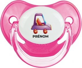 Jouet toys voiture violet design-1 avec prénom : Rose classique Tétine embout physiologique