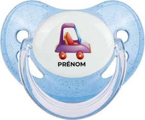 Jouet toys voiture violet design-1 avec prénom : Bleue à paillette Tétine embout physiologique