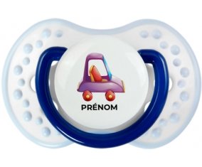 Jouet toys voiture violet design-1 avec prénom : Marine-blanc-bleu classique Tétine embout Lovi Dynamic