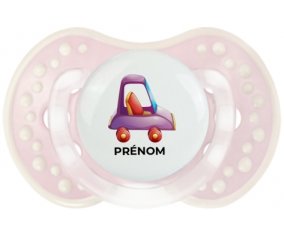 Jouet toys voiture violet design-1 avec prénom : Retro-rose-tendre classique Tétine embout Lovi Dynamic