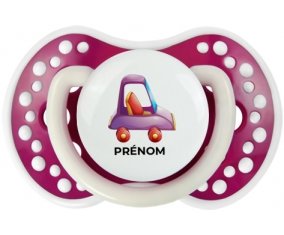 Jouet toys voiture violet design-1 avec prénom : Fuchsia phosphorescente Tétine embout Lovi Dynamic