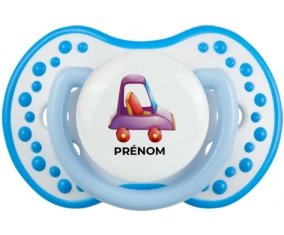 Jouet toys voiture violet design-1 avec prénom : Blanc-bleu phosphorescente Tétine embout Lovi Dynamic