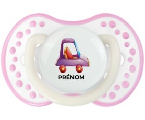 Jouet toys voiture violet design-1 avec prénom : Blanc-rose phosphorescente Tétine embout Lovi Dynamic