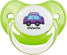 Jouet toys voiture violet design-2 avec prénom : Vert classique Tétine embout physiologique