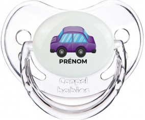 Jouet toys voiture violet design-2 avec prénom : Transparent classique Tétine embout physiologique