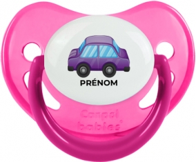Jouet toys voiture violet design-2 avec prénom : Rose phosphorescente Tétine embout physiologique