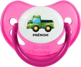 Jouet toys camionette verte avec prénom : Rose phosphorescente Tétine embout physiologique