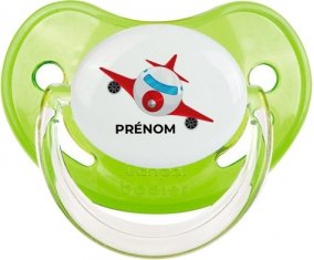 Jouet toys avion avec prénom : Vert classique Tétine embout physiologique