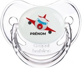 Jouet toys avion avec prénom : Transparent classique Tétine embout physiologique