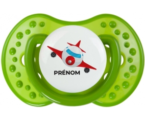 Jouet toys avion avec prénom : Vert classique Tétine embout Lovi Dynamic