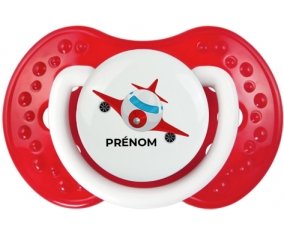 Jouet toys avion avec prénom : Blanc-rouge classique Tétine embout Lovi Dynamic