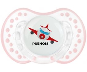 Jouet toys avion avec prénom : Retro-blanc-rose-tendre classique Tétine embout Lovi Dynamic