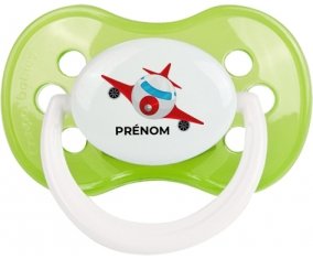 Jouet toys avion avec prénom : Vert classique Tétine embout anatomique