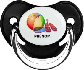 Jouet toys ballon masque et tong de plage avec prénom : Noir classique Tétine embout physiologique