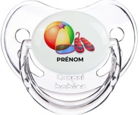 Jouet toys ballon masque et tong de plage avec prénom : Transparent classique Tétine embout physiologique