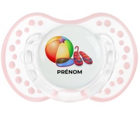 Jouet toys ballon masque et tong de plage avec prénom : Retro-blanc-rose-tendre classique Tétine embout Lovi Dynamic