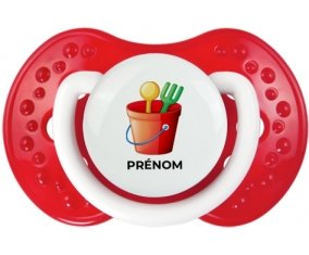 Jouet toys jouet de plage design-1 avec prénom : Blanc-rouge classique Tétine embout Lovi Dynamic