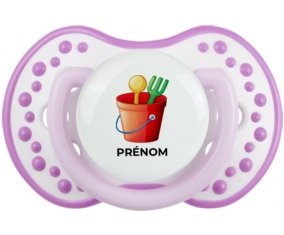 Jouet toys jouet de plage design-1 avec prénom : Blanc-mauve classique Tétine embout Lovi Dynamic