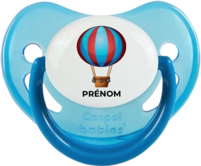 Jouet toys montgolfière avec prénom : Bleue phosphorescente Tétine embout physiologique