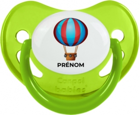 Jouet toys montgolfière avec prénom : Vert phosphorescente Tétine embout physiologique