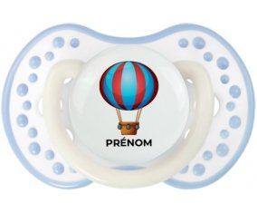 Jouet toys montgolfière avec prénom : Blanc-cyan classique Tétine embout Lovi Dynamic