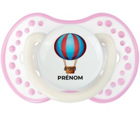 Jouet toys montgolfière avec prénom : Blanc-rose phosphorescente Tétine embout Lovi Dynamic