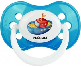 Jouet toys bateau design-4 avec prénom : Cyan classique Tétine embout anatomique