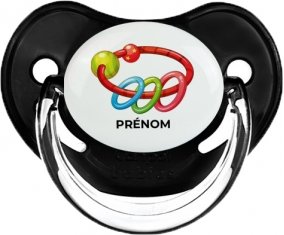 Jouet toys hochet avec prénom : Noir classique Tétine embout physiologique