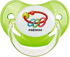 Jouet toys hochet avec prénom : Vert classique Tétine embout physiologique
