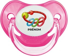 Jouet toys hochet avec prénom : Rose classique Tétine embout physiologique