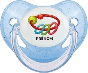 Jouet toys hochet avec prénom : Bleue à paillette Tétine embout physiologique
