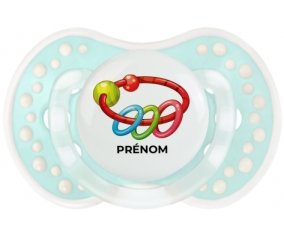 Jouet toys hochet avec prénom : Retro-turquoise-lagon classique Tétine embout Lovi Dynamic