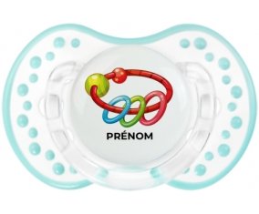 Jouet toys hochet avec prénom : Retro-blanc-lagon classique Tétine embout Lovi Dynamic