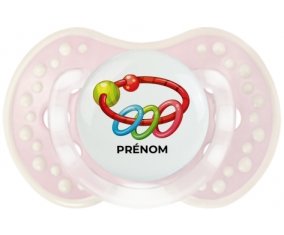 Jouet toys hochet avec prénom : Retro-rose-tendre classique Tétine embout Lovi Dynamic