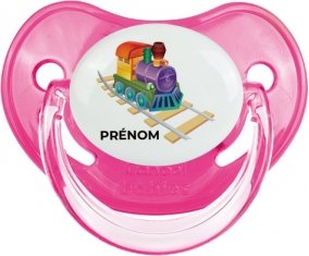 Jouet toys train design-2 avec prénom : Rose classique Tétine embout physiologique