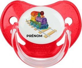 Jouet toys train design-2 avec prénom : Rouge à paillette Tétine embout physiologique