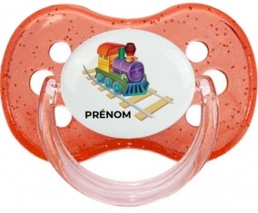 Jouet toys train design-2 avec prénom : Rouge à paillette Tétine embout cerise