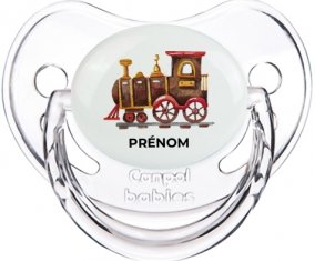 Peinture train avec prénom : Transparent classique Tétine embout physiologique
