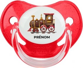 Peinture train avec prénom : Rouge à paillette Tétine embout physiologique