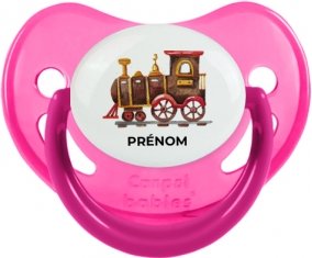 Peinture train avec prénom : Rose phosphorescente Tétine embout physiologique