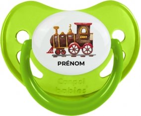 Peinture train avec prénom : Vert phosphorescente Tétine embout physiologique