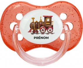 Peinture train avec prénom : Rouge à paillette Tétine embout cerise