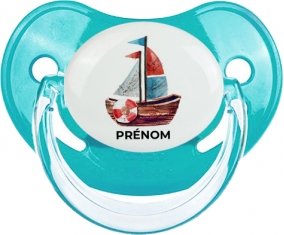 Peinture bateau avec prénom : Bleue classique Tétine embout physiologique