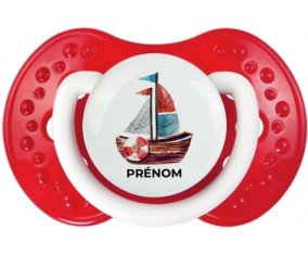Peinture bateau avec prénom : Blanc-rouge classique Tétine embout Lovi Dynamic
