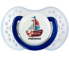Peinture bateau avec prénom : Marine-blanc-bleu classique Tétine embout Lovi Dynamic