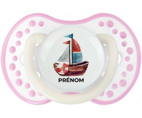 Peinture bateau avec prénom : Blanc-rose phosphorescente Tétine embout Lovi Dynamic