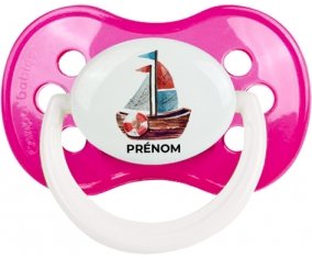 Peinture bateau avec prénom : Rose foncé classique Tétine embout anatomique